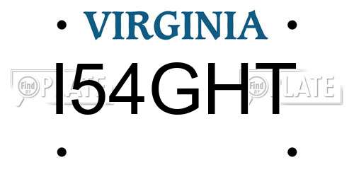I54GHT Virginia License Plate