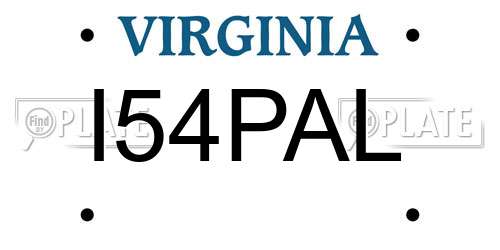 I54PAL Virginia License Plate