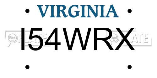 I54WRX Virginia License Plate