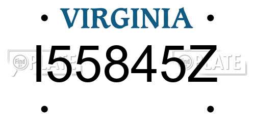 I55845Z Virginia License Plate
