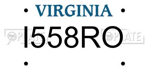 I558RO Virginia License Plate