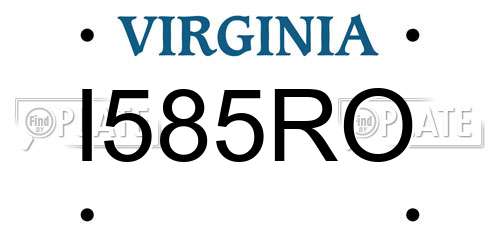 I585RO Virginia License Plate