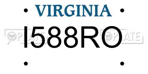 I588RO Virginia License Plate