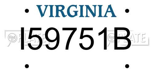 I59751B Virginia License Plate