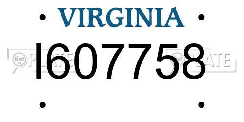 I607758 Virginia License Plate