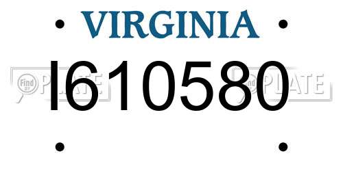 I610580 Virginia License Plate