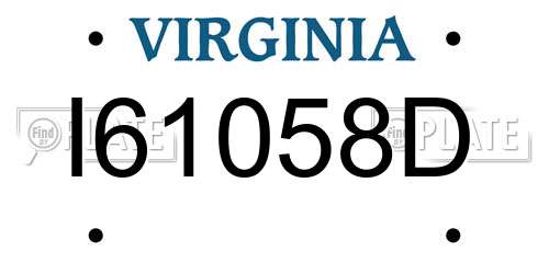 I61058D Virginia License Plate