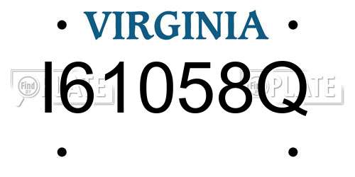 I61058Q Virginia License Plate
