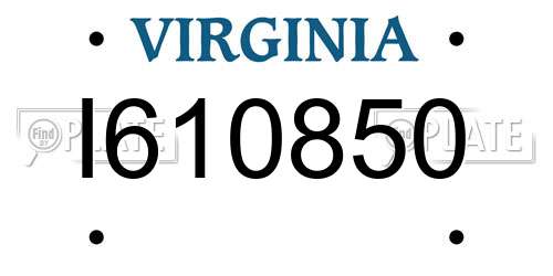 I610850 Virginia License Plate