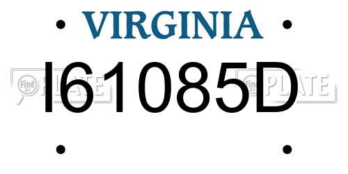 I61085D Virginia License Plate