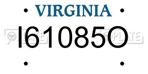 I61085O Virginia License Plate