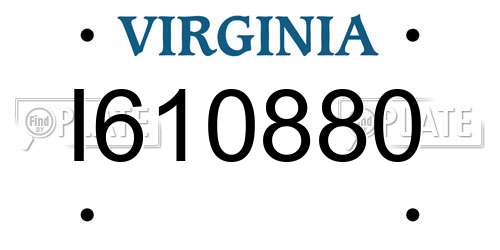 I610880 Virginia License Plate