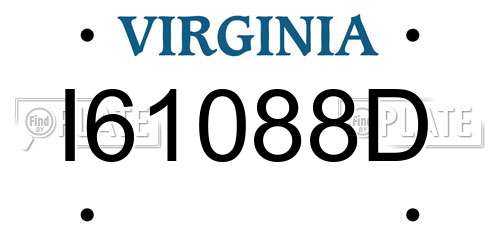 I61088D Virginia License Plate