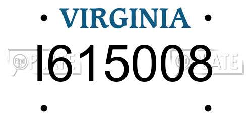 I615008 Virginia License Plate