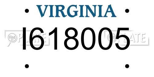I618005 Virginia License Plate