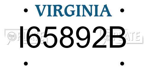 I65892B Virginia License Plate