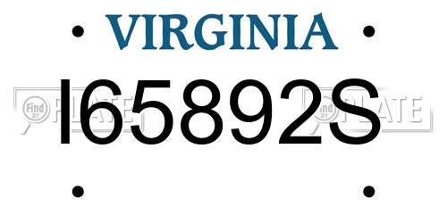 I65892S Virginia License Plate