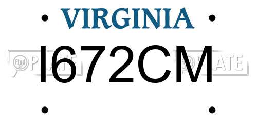 I672CM Virginia License Plate
