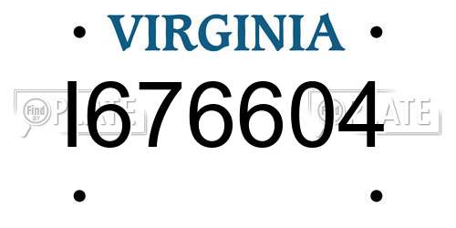 I676604 Virginia License Plate