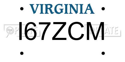 I67ZCM Virginia License Plate