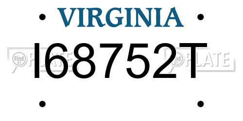 I68752T Virginia License Plate