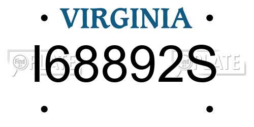 I68892S Virginia License Plate