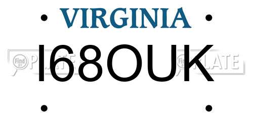 I68OUK Virginia License Plate