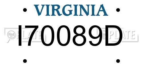 I70089D Virginia License Plate