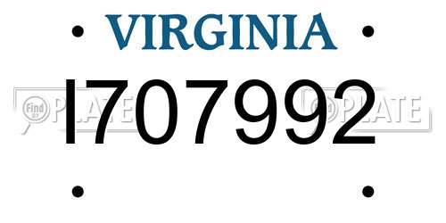 I707992 Virginia License Plate