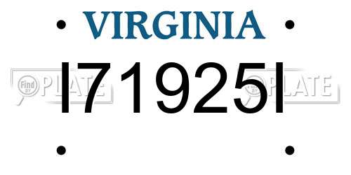 I71925I Virginia License Plate
