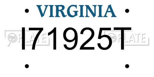 I71925T Virginia License Plate