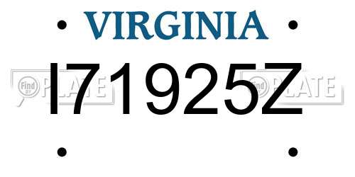 I71925Z Virginia License Plate