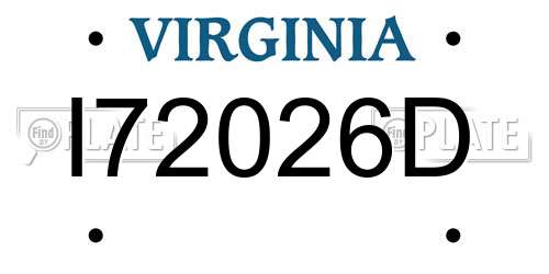 I72026D Virginia License Plate