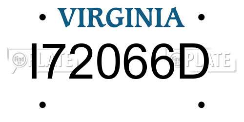 I72066D Virginia License Plate