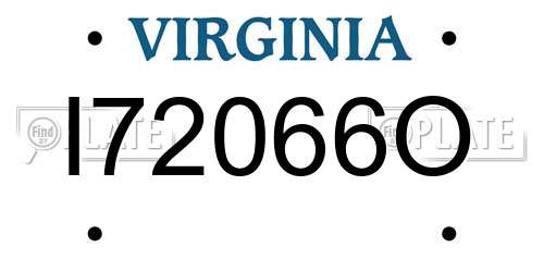 I72066O Virginia License Plate