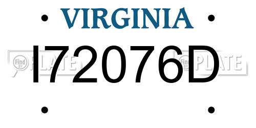 I72076D Virginia License Plate