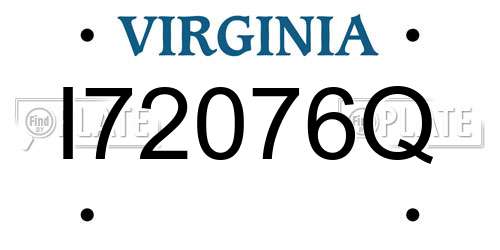 I72076Q Virginia License Plate