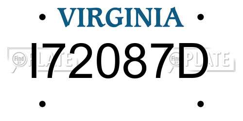 I72087D Virginia License Plate