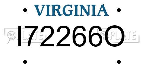 I72266O Virginia License Plate
