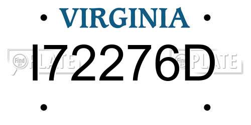 I72276D Virginia License Plate