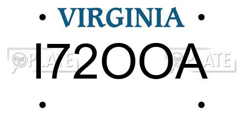 I72OOA Virginia License Plate