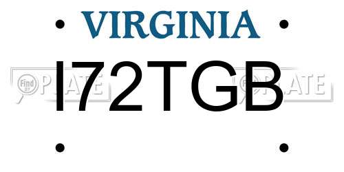 I72TGB Virginia License Plate