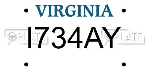I734AY Virginia License Plate