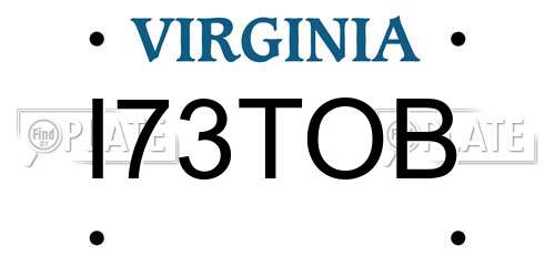 I73TOB Virginia License Plate