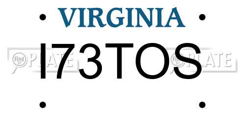 I73TOS Virginia License Plate