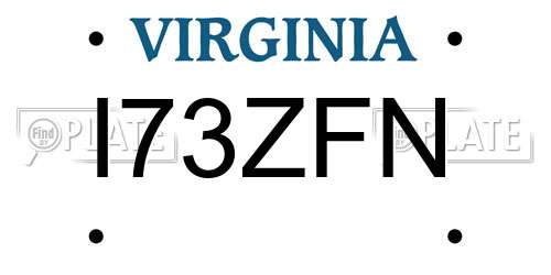 I73ZFN Virginia License Plate