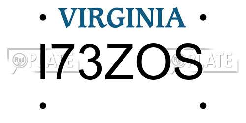 I73ZOS Virginia License Plate