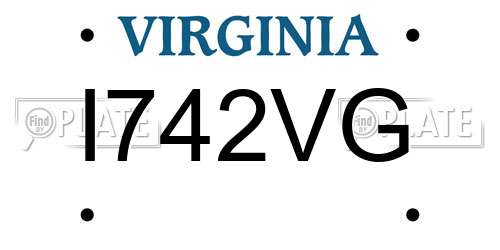 I742VG Virginia License Plate