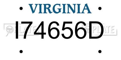 I74656D Virginia License Plate
