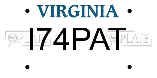 I74PAT Virginia License Plate